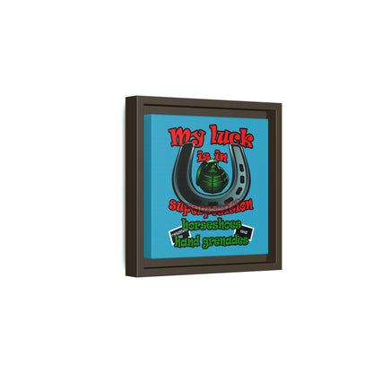 my luck - framed canvas art (turquoise)