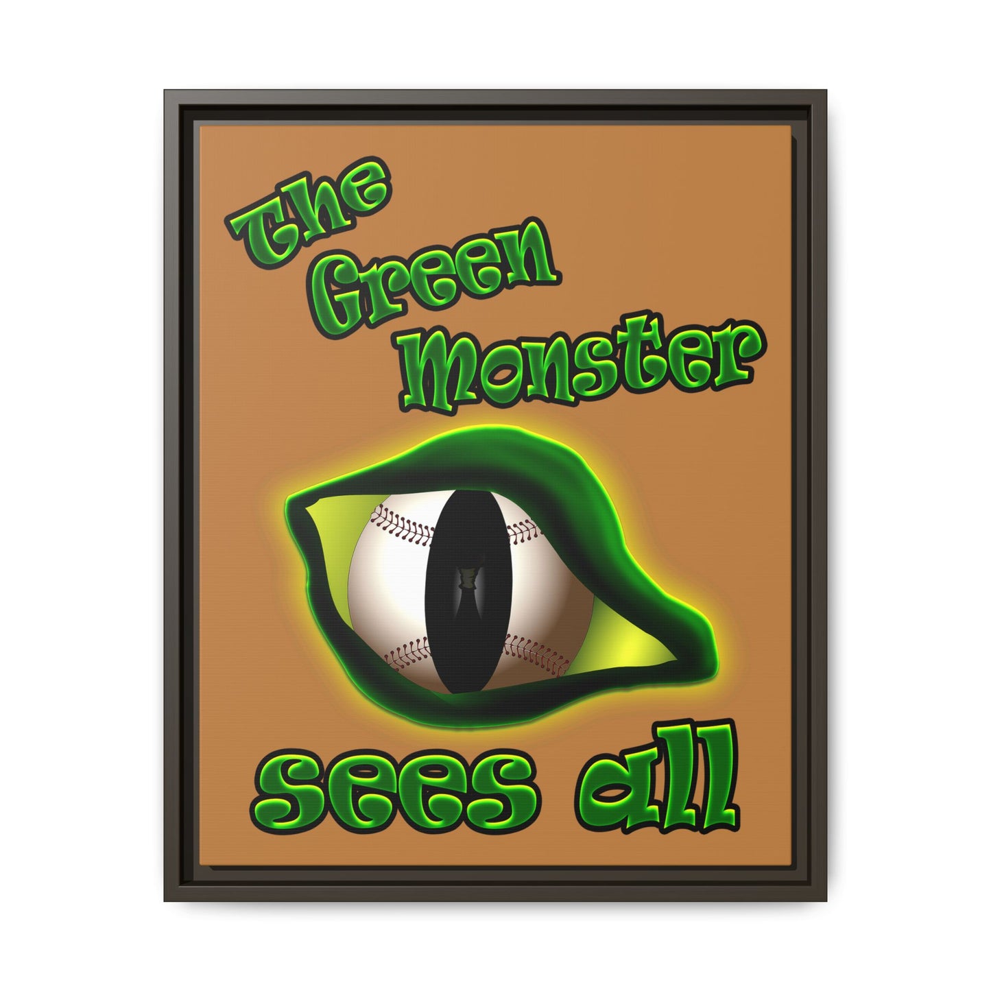 green monster - framed canvas art (light brown)