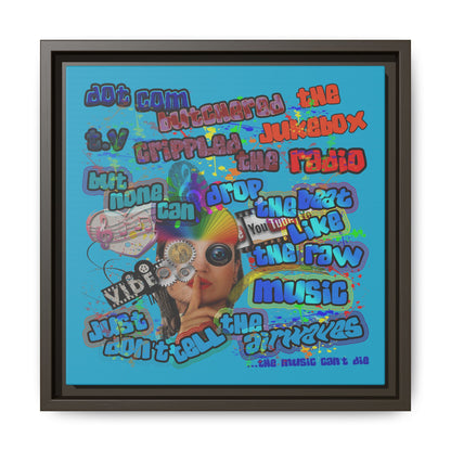 drop the beat - framed canvas art (turquoise)