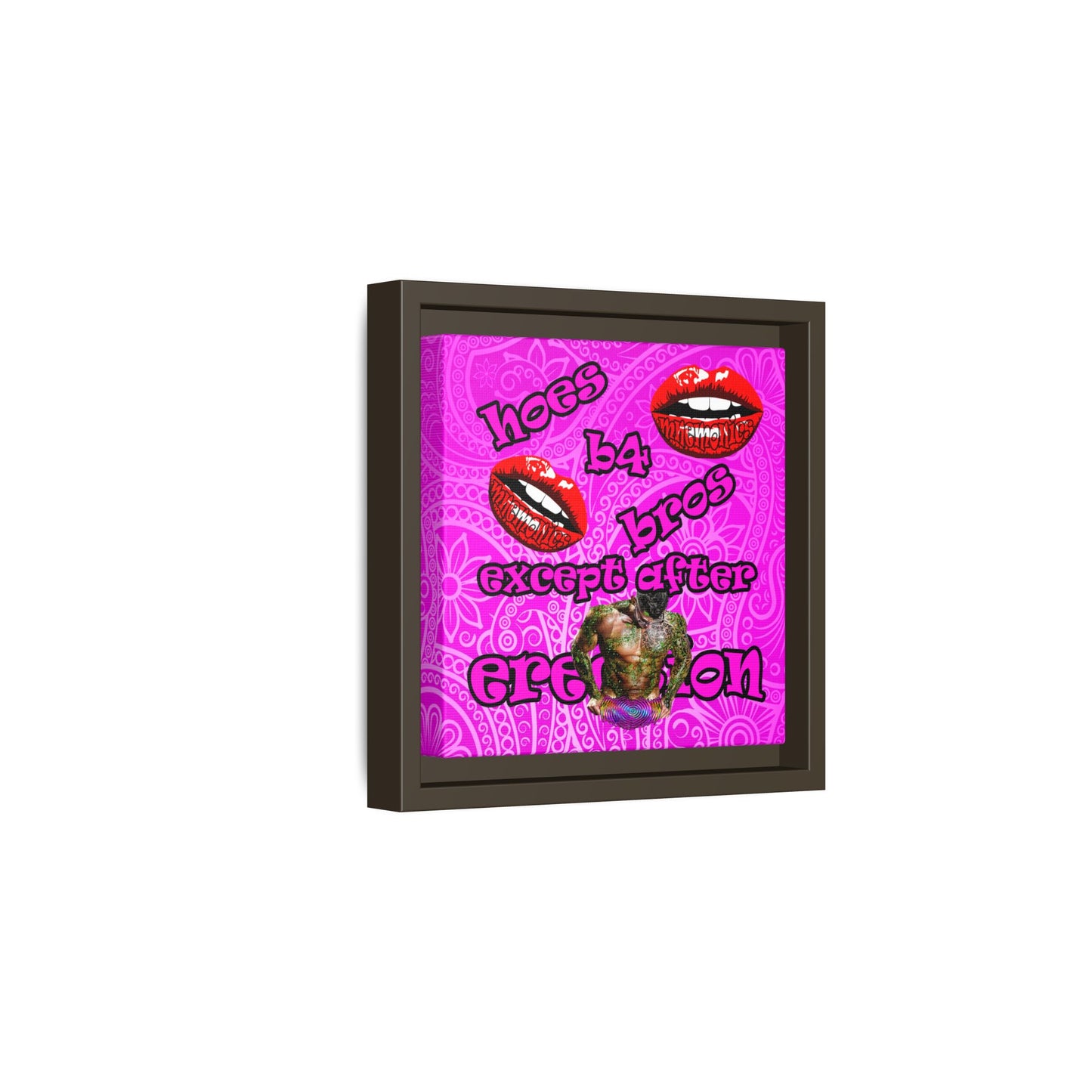 hoes b4 bros - framed canvas art (pink swirl)