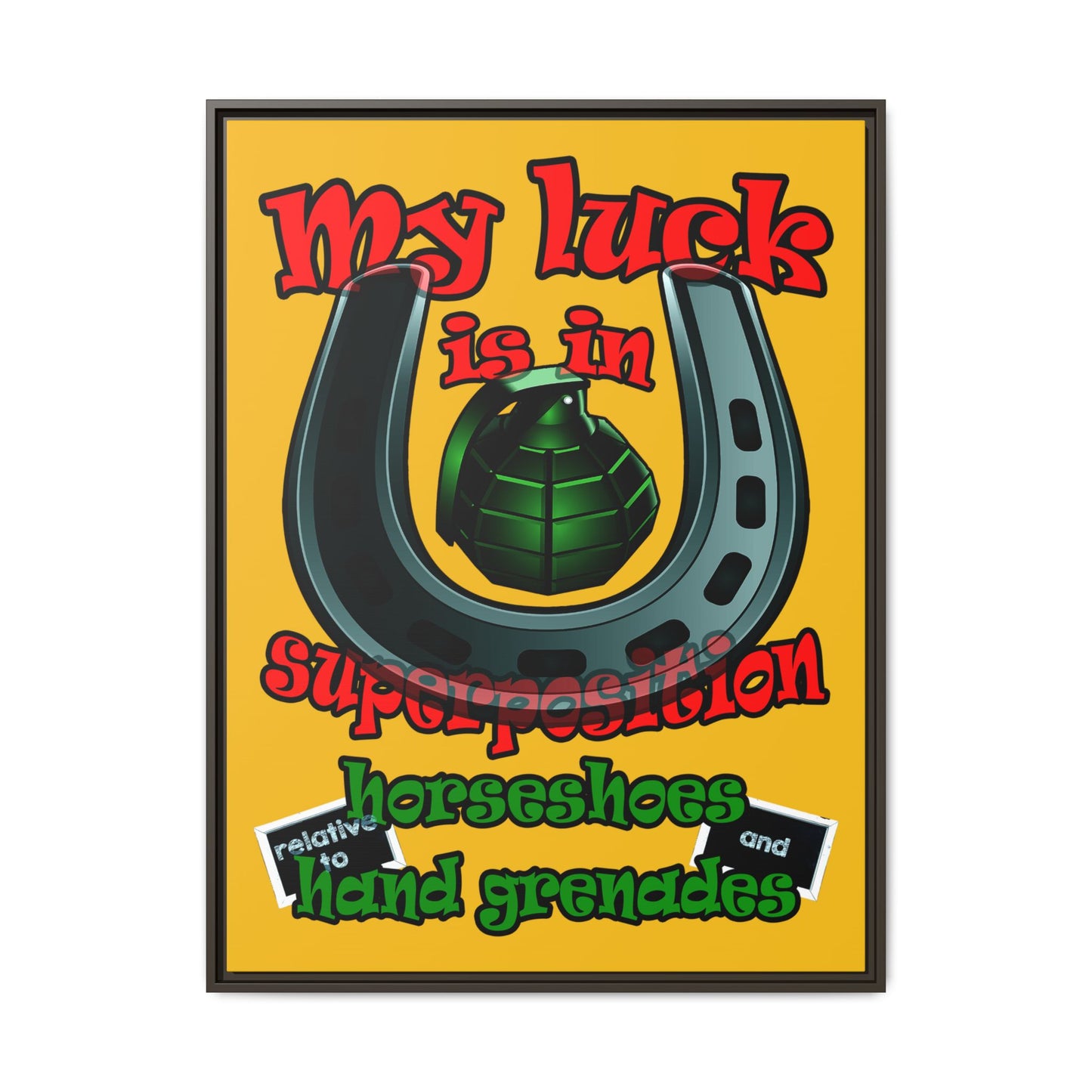 my luck - framed canvas art (yellow)