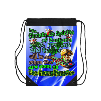 christmas spirits of boston - Drawstring Bag (blue-white wave)
