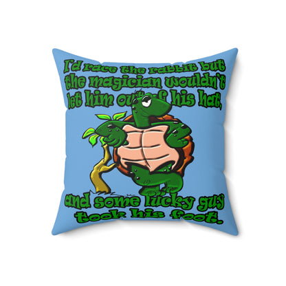 turtle race - Faux Suede Square Pillow - (light blue)