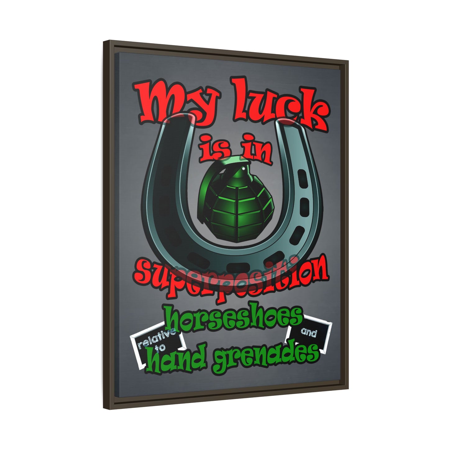 my luck - framed canvas art (grey-light grey)