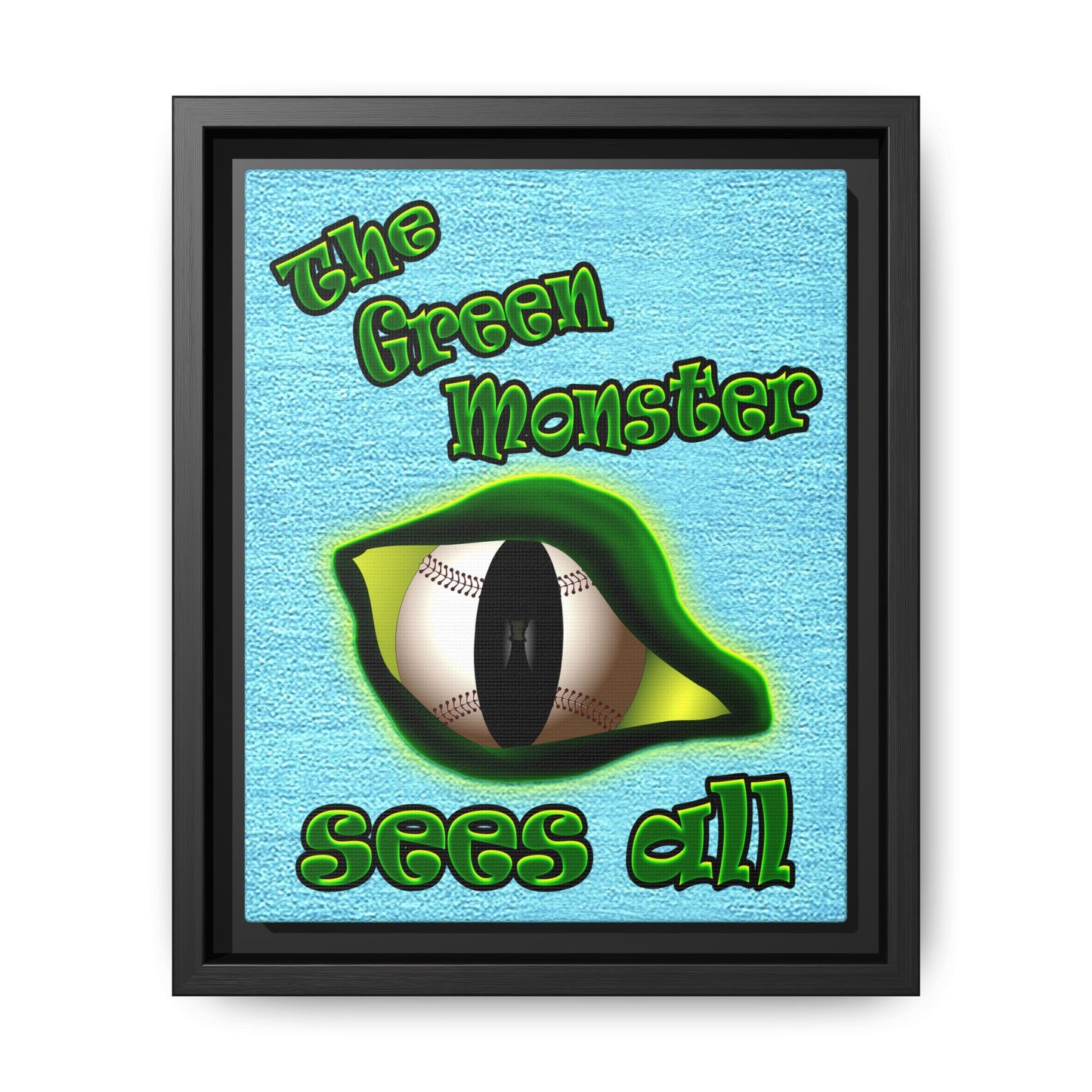 green monster - framed canvas art (faded blue)