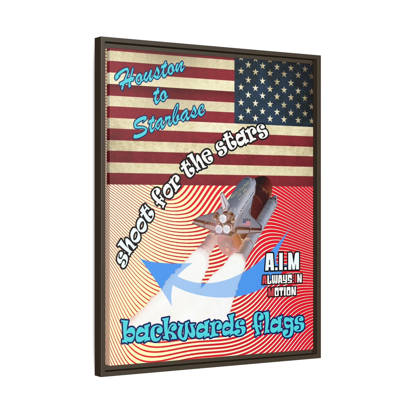 shoot for the stars - framed canvas art (yellow-orange wave)