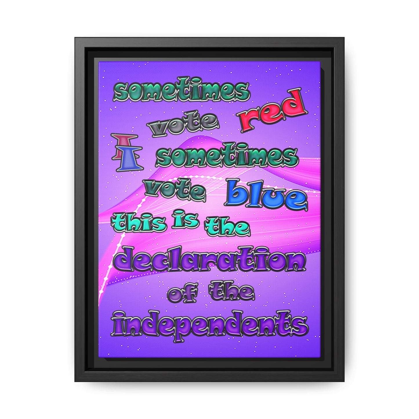 declaration of the independents - framed canvas art (purple-pink wave)