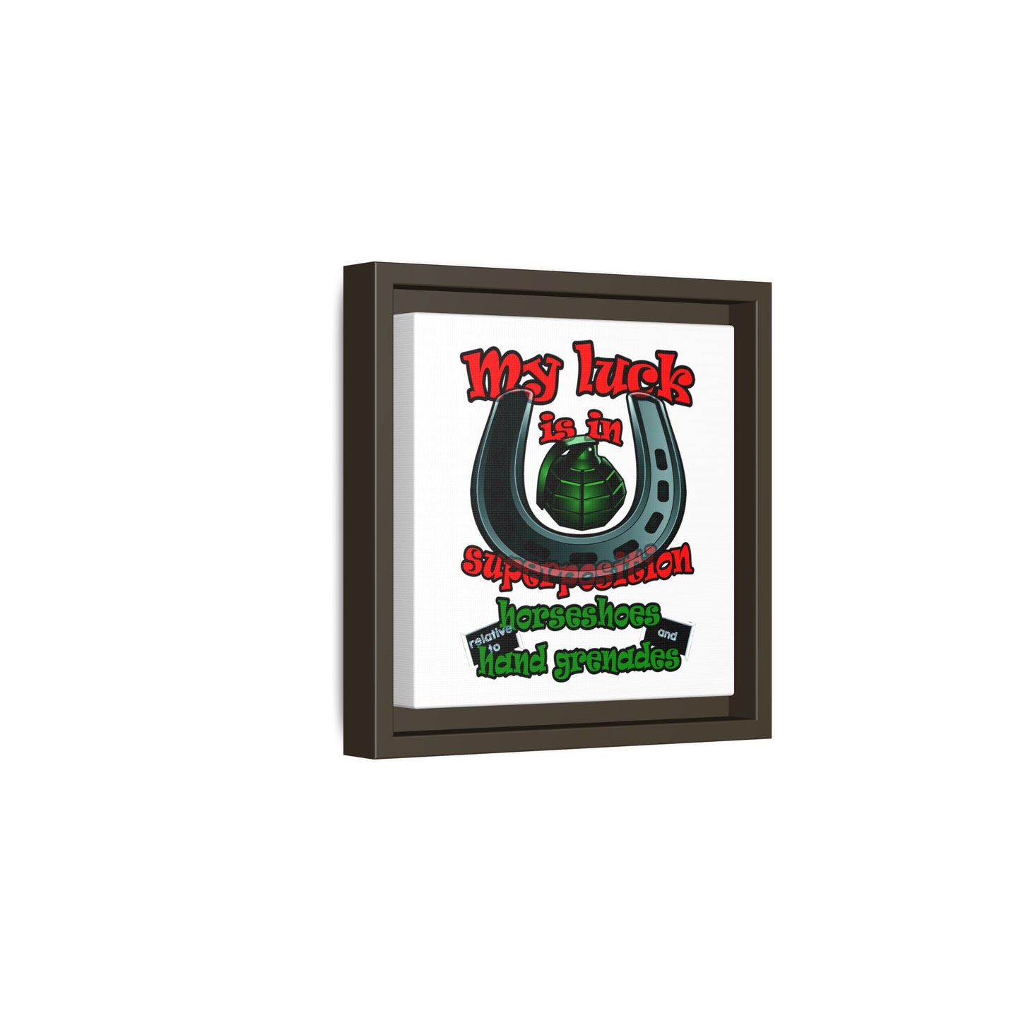 my luck - framed canvas art (white)