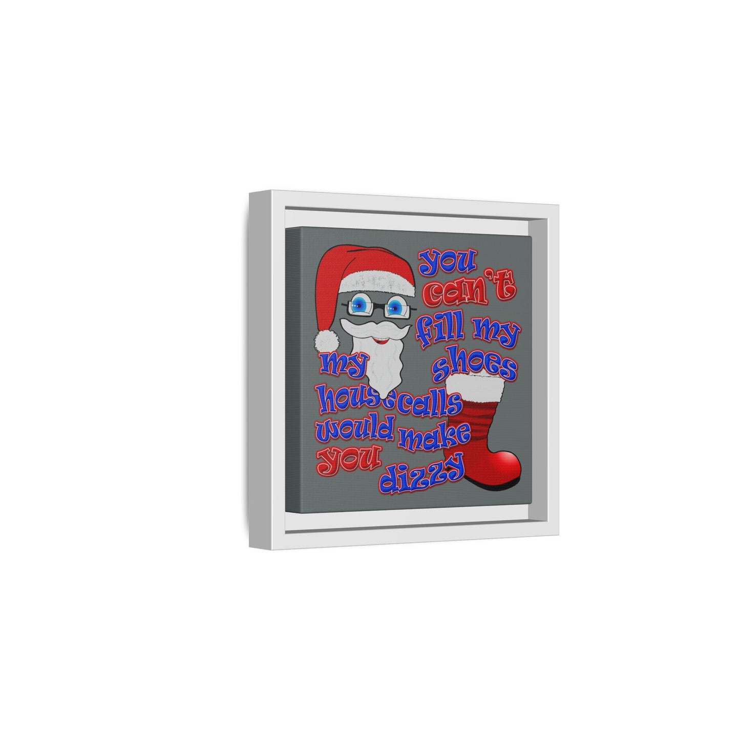 santa's shoes - framed canvas art (dark grey)