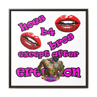 hoes b4 bros - framed canvas art (white)