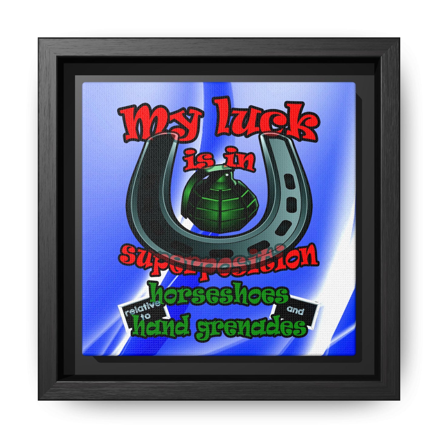 my luck - framed canvas art (blue-white wave)
