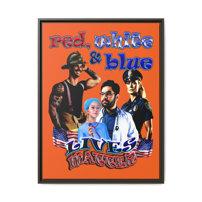 rw&b lives matter - framed canvas art (orange)