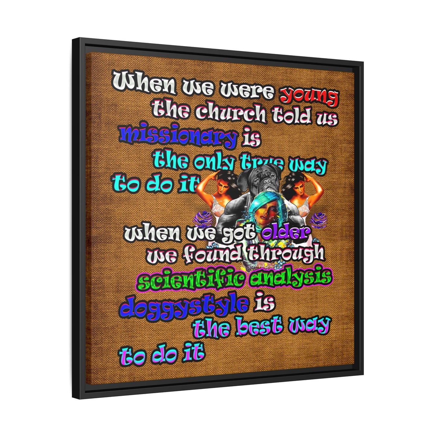 doggystyle - framed canvas art (brown papyrus)