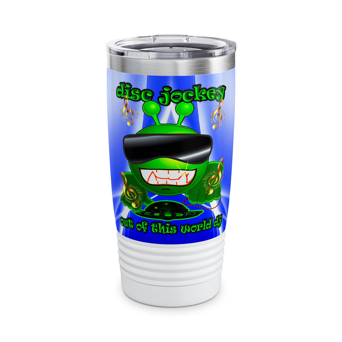 disc jockey - Ringneck Tumbler, 20oz (blue-white wave)