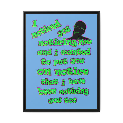 noticed you noticing - framed canvas art (light blue)