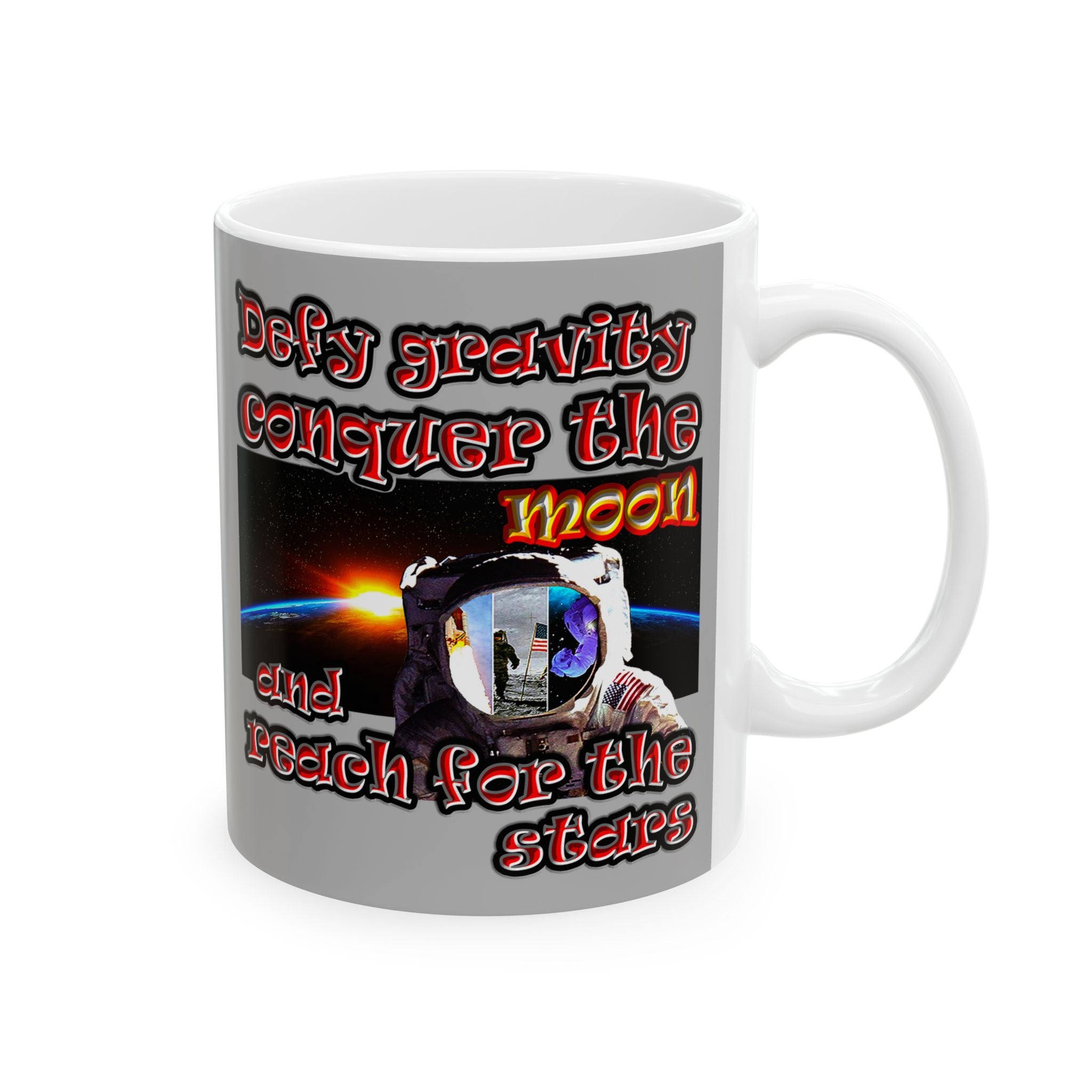 defy conquer reach - White Mug (light grey)