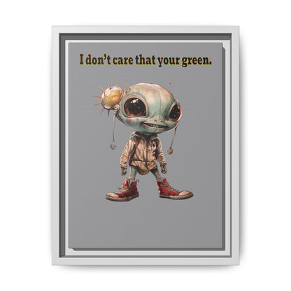 I don't care that your green - framed canvas art (grey)