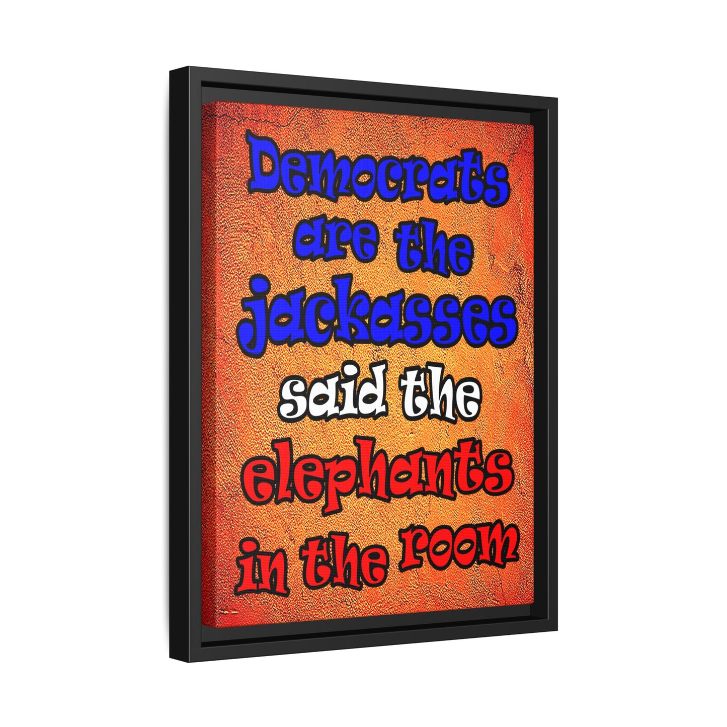 donkeys and elephants - framed canvas art (burnt orange)
