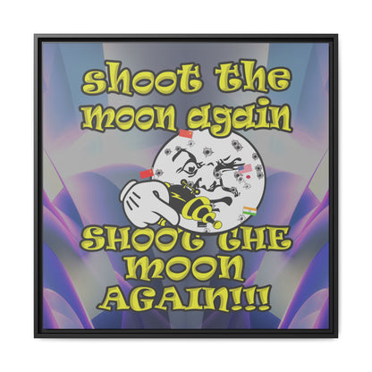 shoot the moon again - framed canvas art (grey-pink wave)