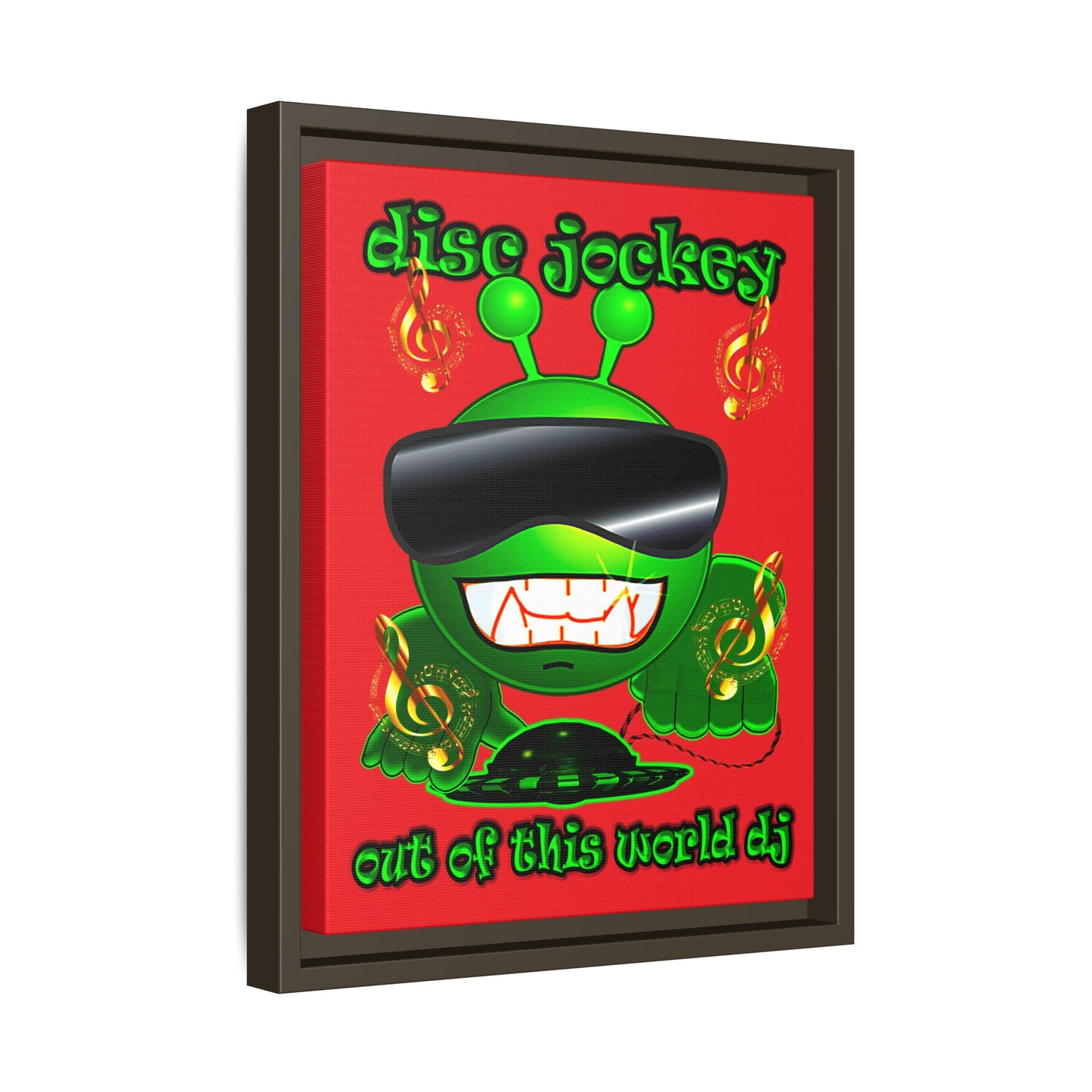 disc jockey - framed canvas art (red)