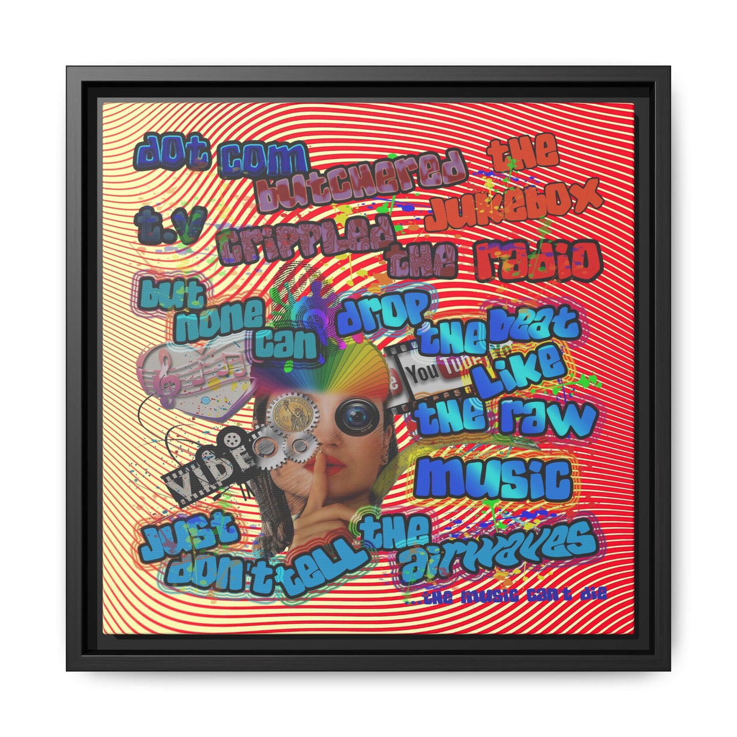 drop the beat - framed canvas art (yellow-orange wave)