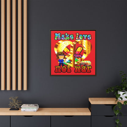 love peace - framed canvas art (red)