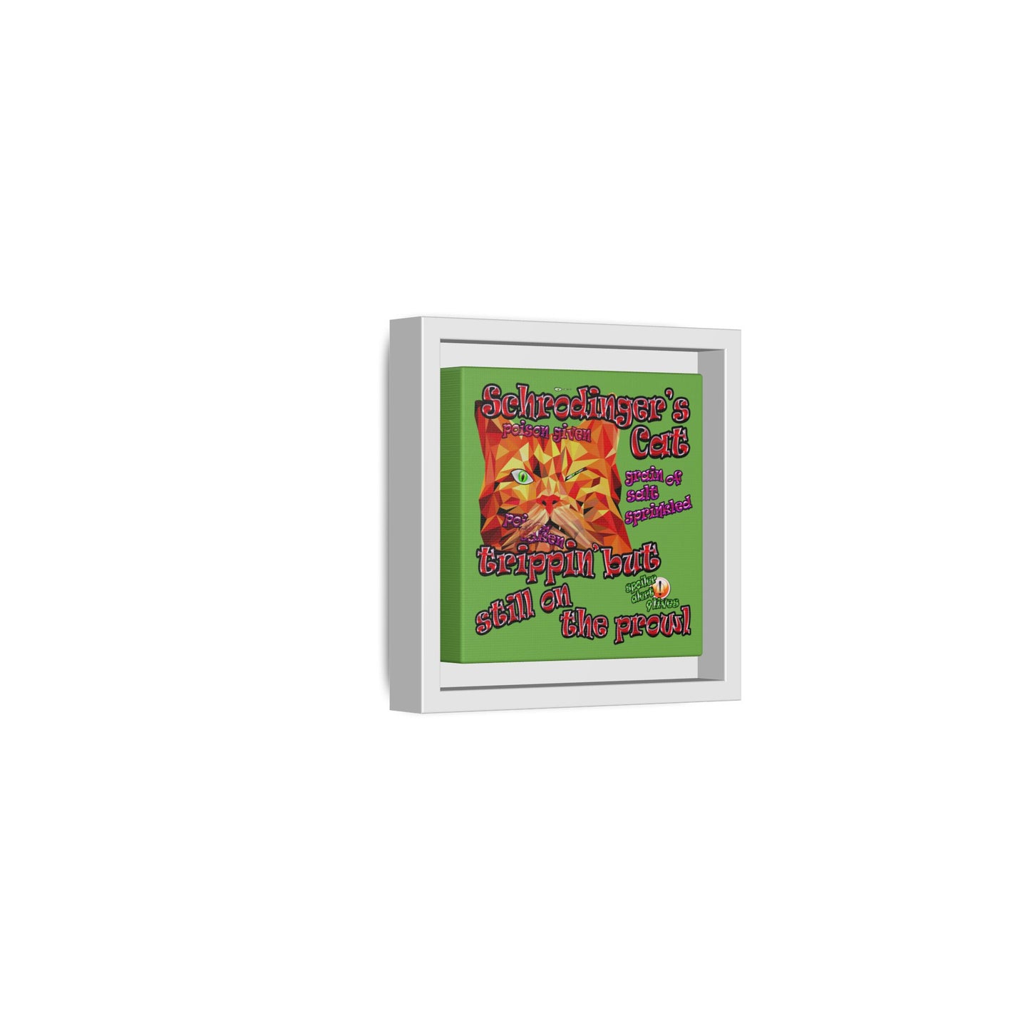 schrodinger's cat - framed canvas art (green)
