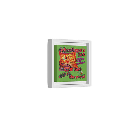 schrodinger's cat - framed canvas art (green)