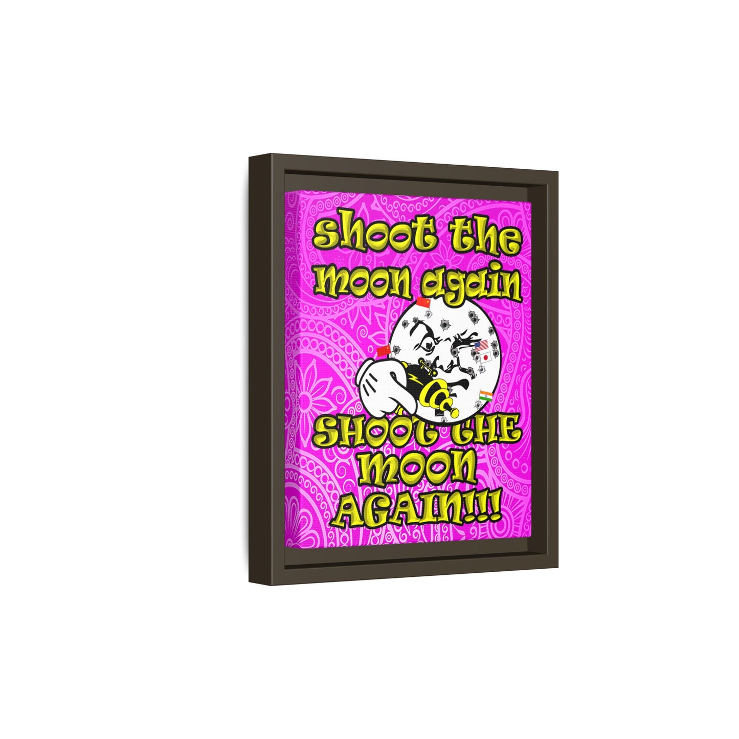 shoot the moon again - framed canvas art (pink swirl)