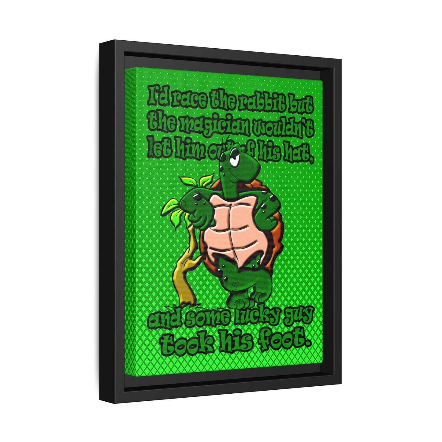 turtle race - framed canvas art (logo green)