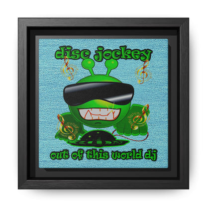 disc jockey - framed canvas art (faded blue)