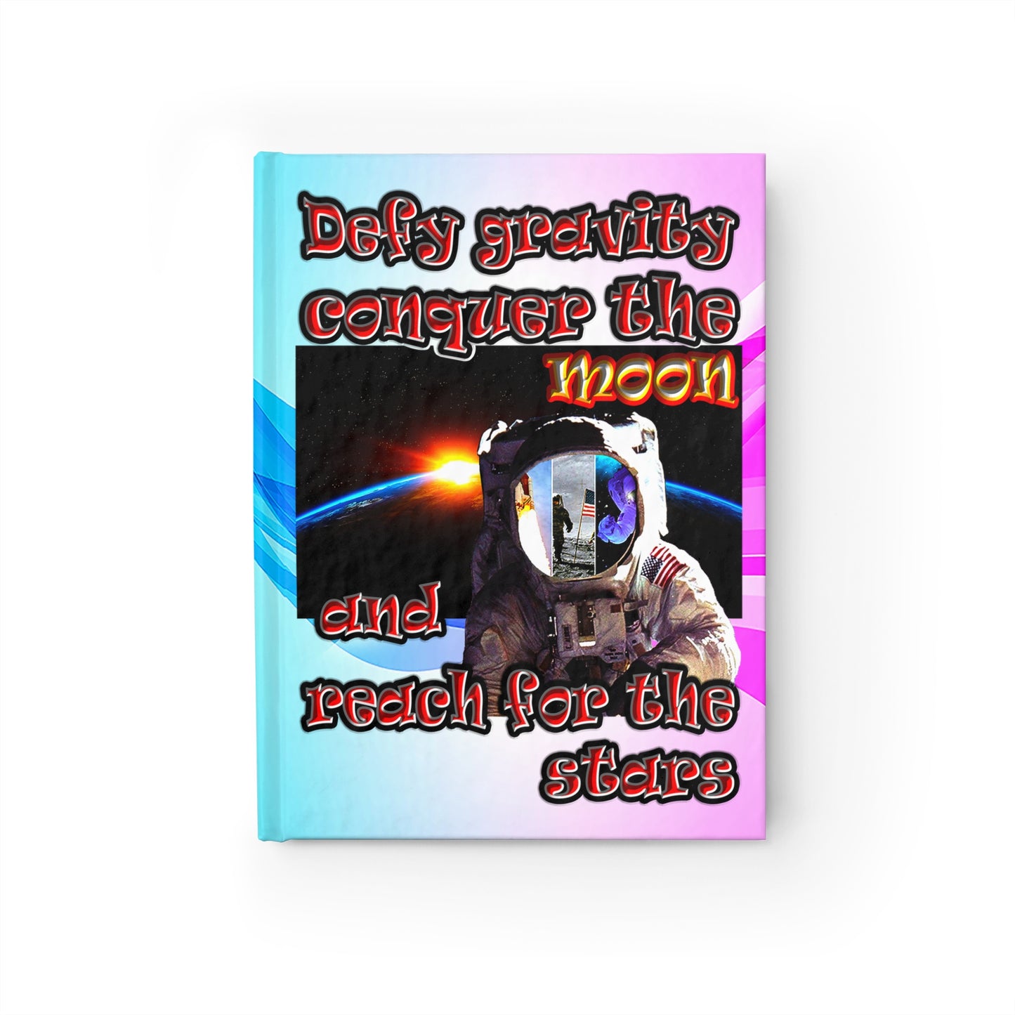 defy conquer reach - journal-lined (light blue-pink wave)