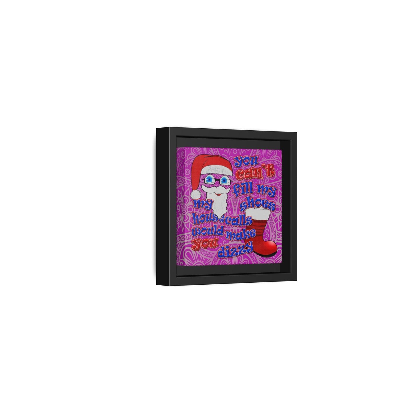 santa's shoes - framed canvas art (pink swirl)