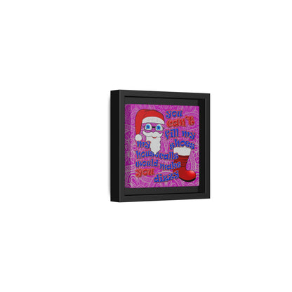 santa's shoes - framed canvas art (pink swirl)