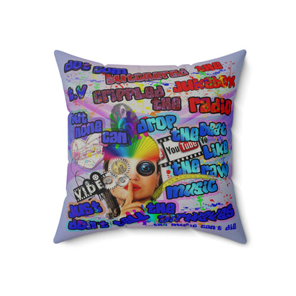 drop the beat - Faux Suede Square Pillow - (light blue-pink wave)