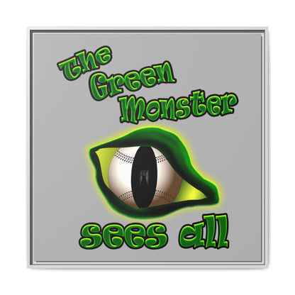 green monster - framed canvas art (light grey)