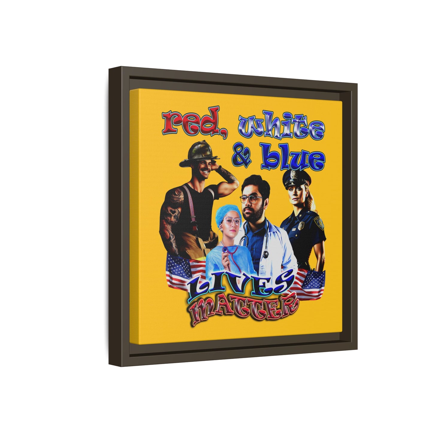 rw&b lives matter - framed canvas art (yellow)