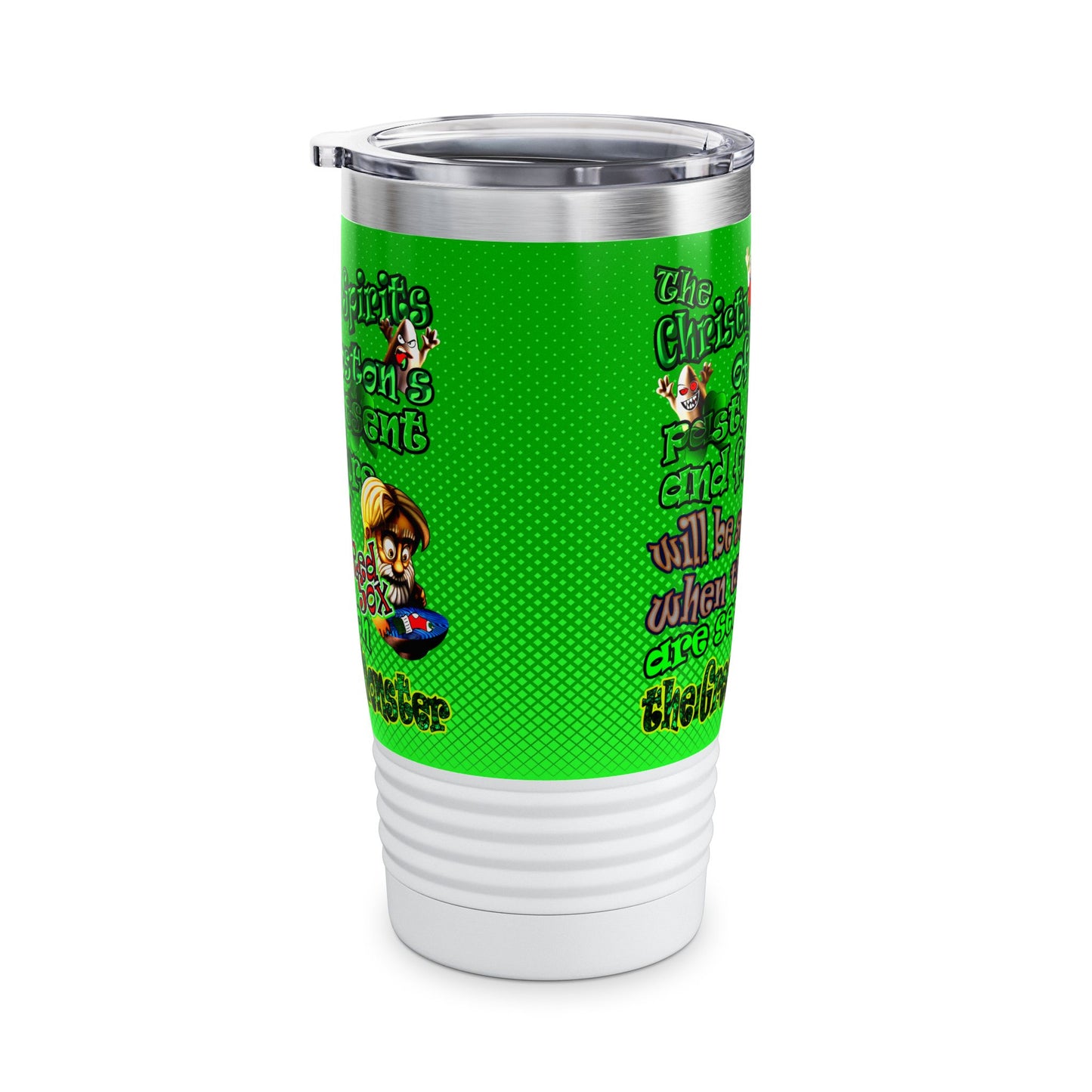 christmas spirits of boston - Ringneck Tumbler, 20oz (logo green)