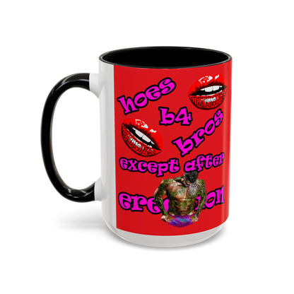 hoes b4 bros - Accent Mug (red)