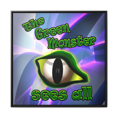 green monster - framed canvas art (grey-pink wave)