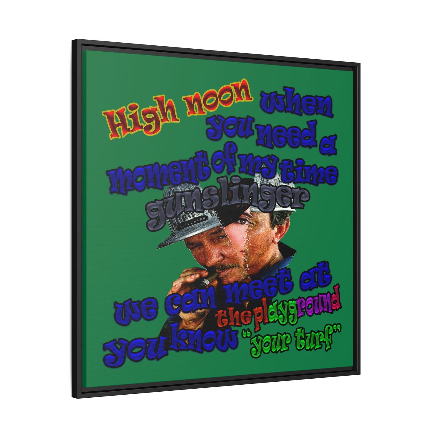 high noon - framed canvas art (dark green)