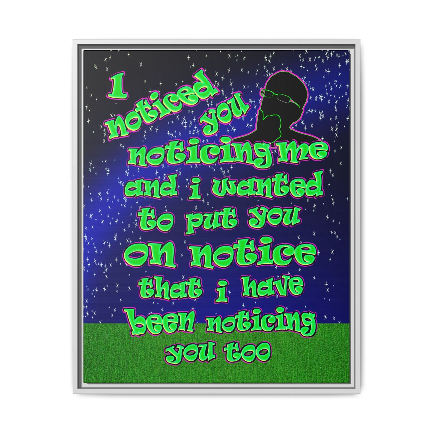noticed you noticing - framed canvas art ('snoops' background)
