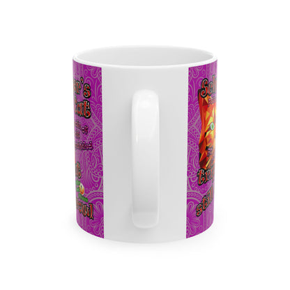 schrodinger's cat - White Mug (pink swirl)