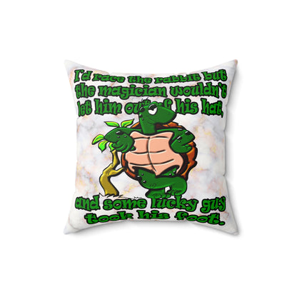 turtle race - Faux Suede Square Pillow - (white marble)
