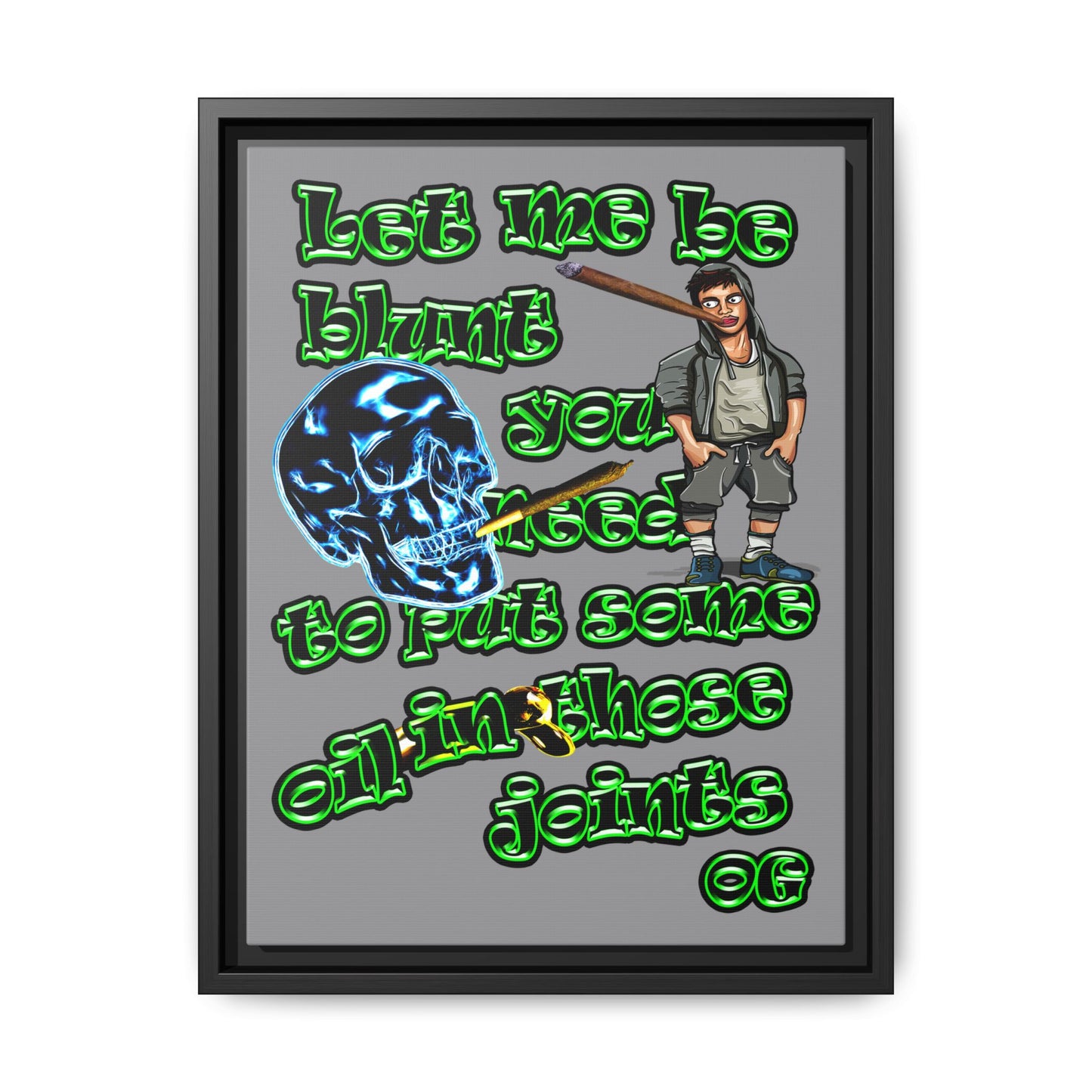 og - framed canvas art (grey)