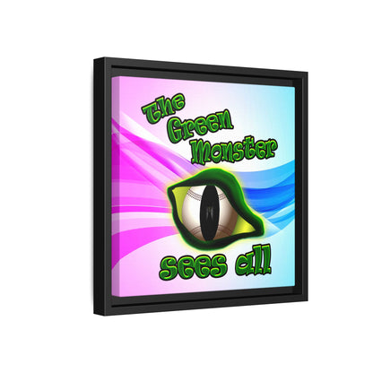 green monster - framed canvas art (light blue-pink wave)