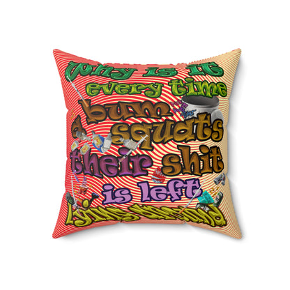 the bum's shit - Faux Suede Square Pillow - (yellow-orange wave)
