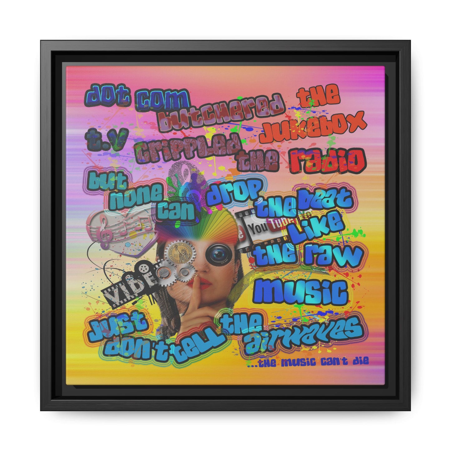 drop the beat - framed canvas art (color blur)