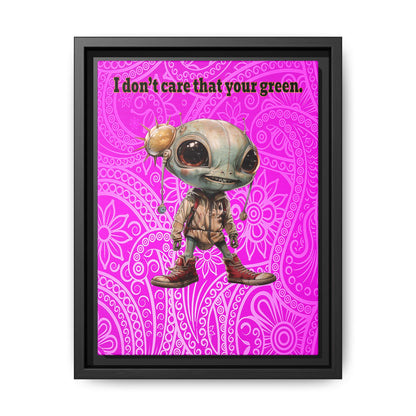 I don't care that your green - framed canvas art (pink swirl)