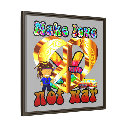 love peace - framed canvas art (light grey)